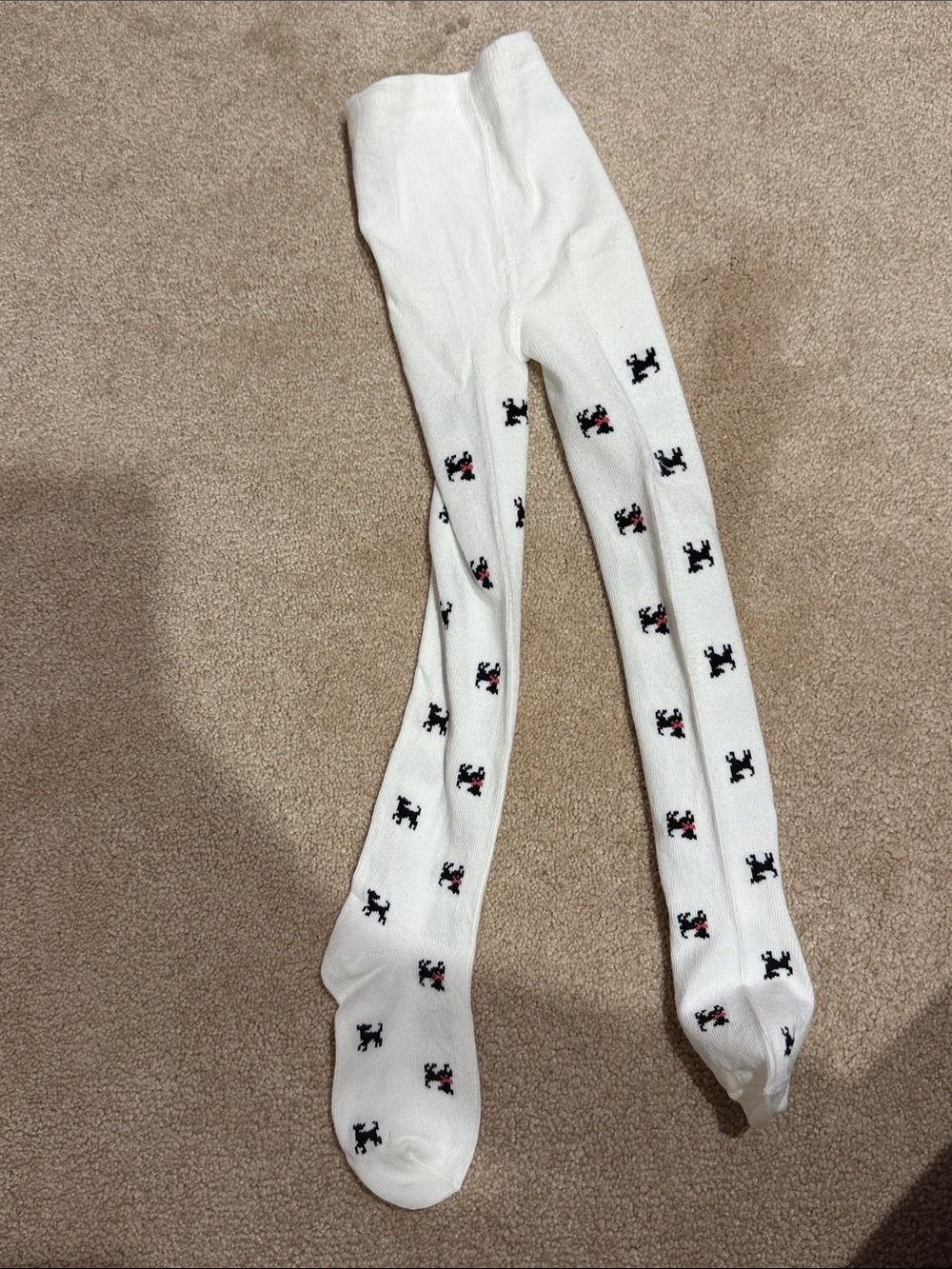 Gymboree White Tights with Black and Pink Puppy Print